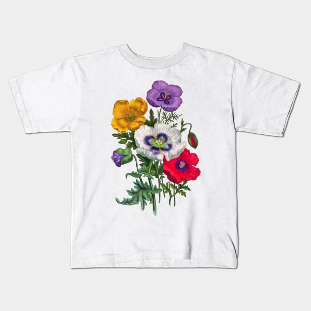 Colorful poppies Kids T-Shirt by CatyArte